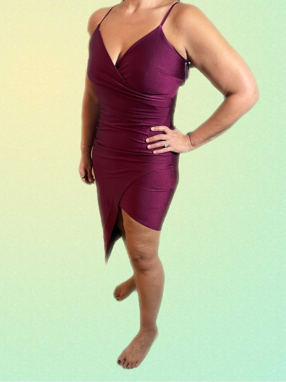 Honey and Rosie Tulip Hem Dress in Plum